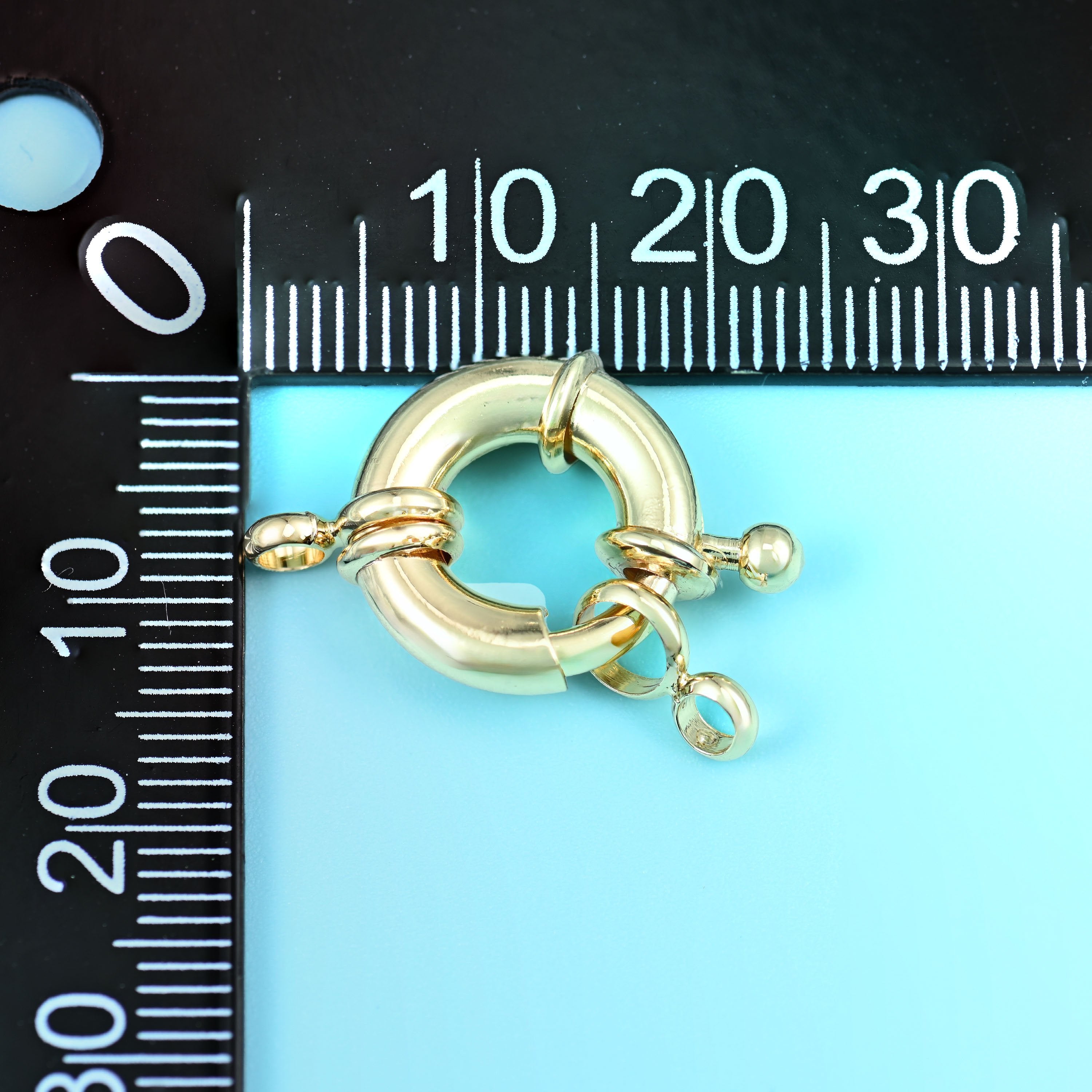 18K gold filled round spring clasp with a swivelling attachment ring