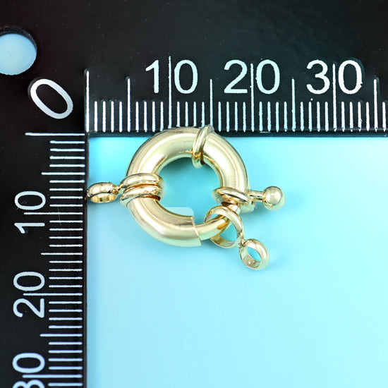 18K gold filled round spring clasp with a swivelling attachment ring