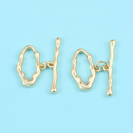 18K Gold Filled Freeform Toggle Lock Clasps for DIY Jewelry Making Supply