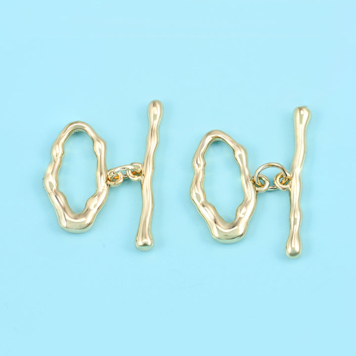 18K Gold Filled Freeform Toggle Lock Clasps for DIY Jewelry Making Supply