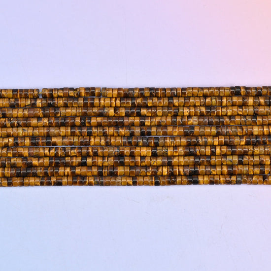 Tiger Eye Smooth Heishi Disc Beads: Jewelry Making Supply, 15.5 Inch Strand