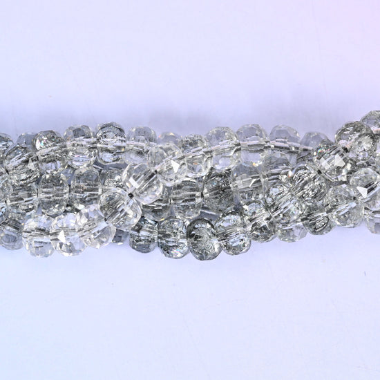 Transparent Black Faceted Rondelle Glass Beads, approximately 82 beads per strand
