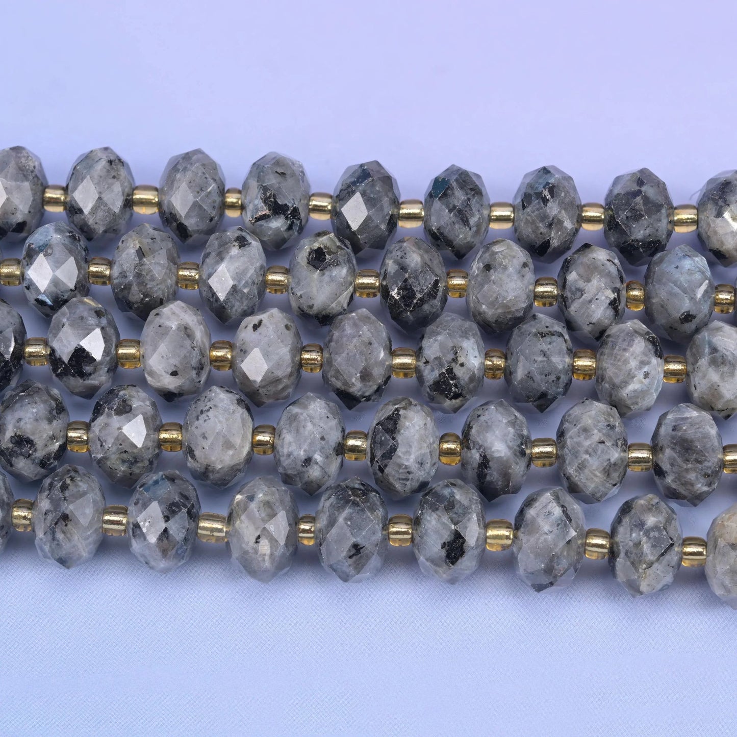 Black Labradorite Faceted Rondelle Beads, 15.5 inch strand