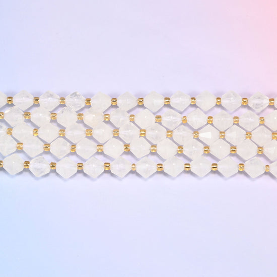 Angolan Quartz Faceted Bicone Beads 8mm Jewelry Making 15 Inch Strand