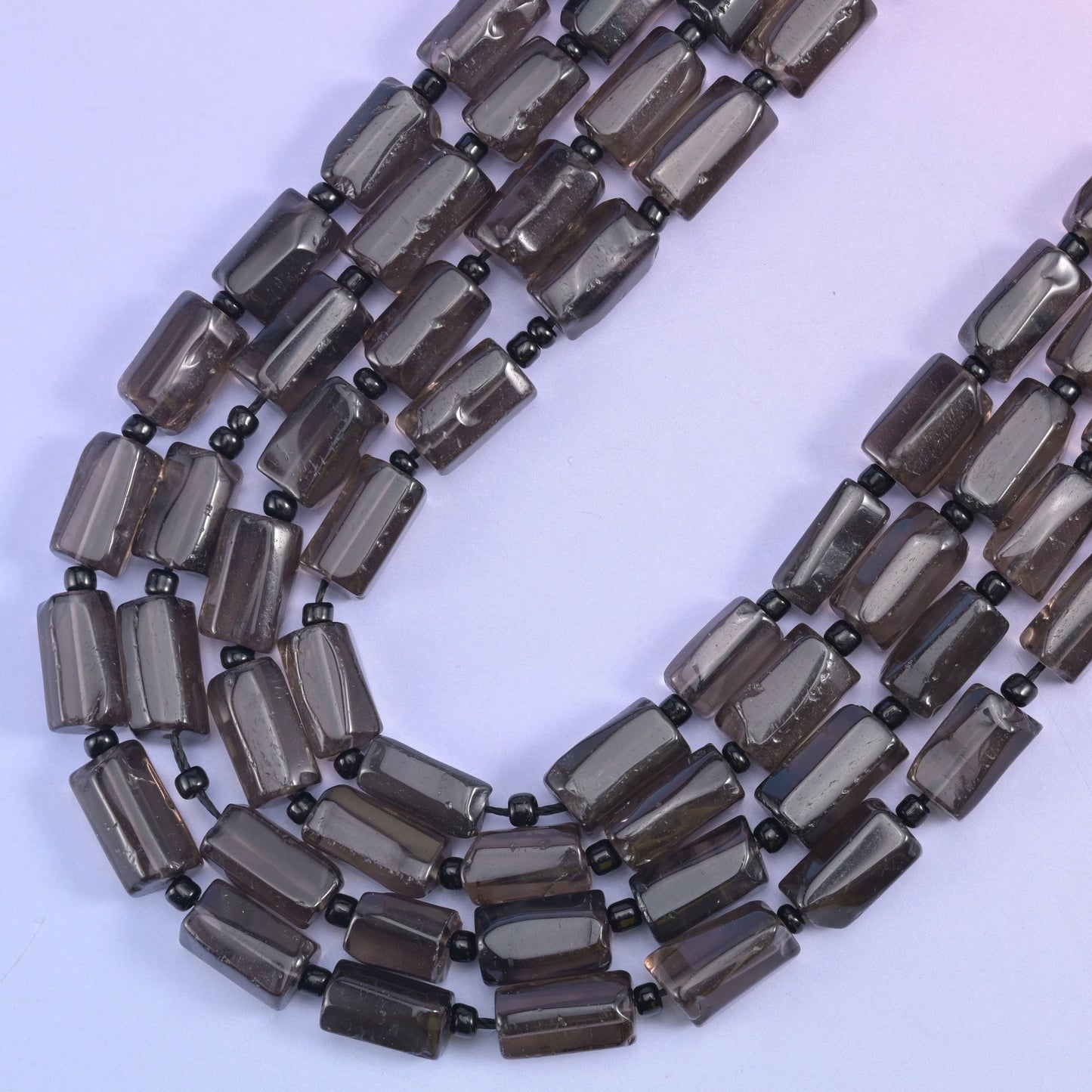 Smoky Quartz tube beads, 1.0mm centrally drilled hole.
