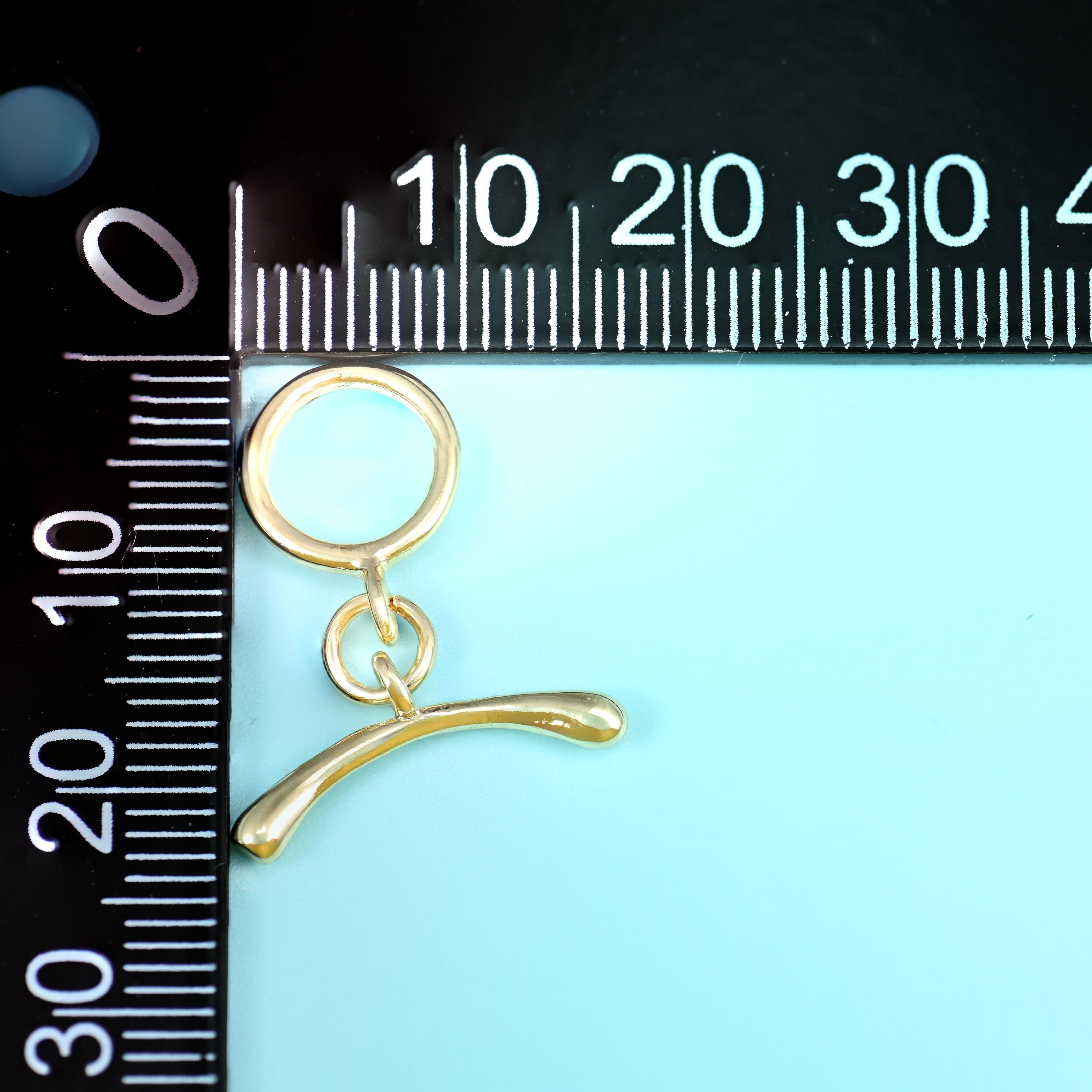 18K Gold Filled Curve Bar Toggle Clasp, plain polished ring with no stones and no texture