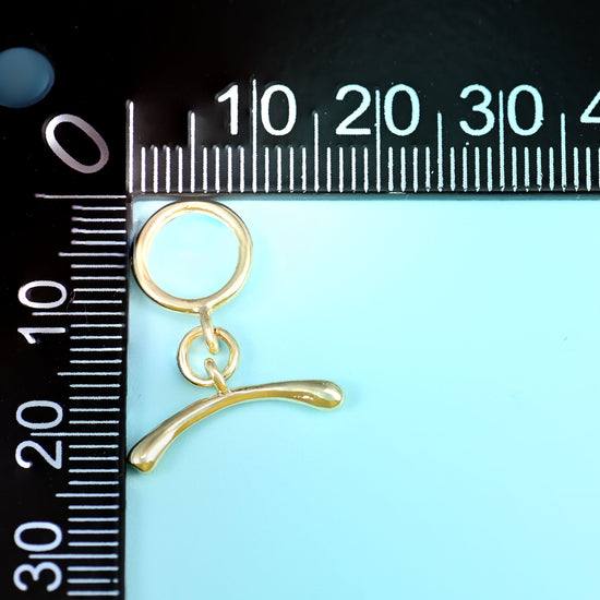 18K Gold Filled Curve Bar Toggle Clasp, plain polished ring with no stones and no texture