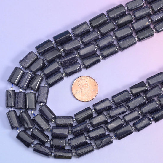 Blue Sandstone Faceted Tube Beads 12x8mm, 15.5 inch strand