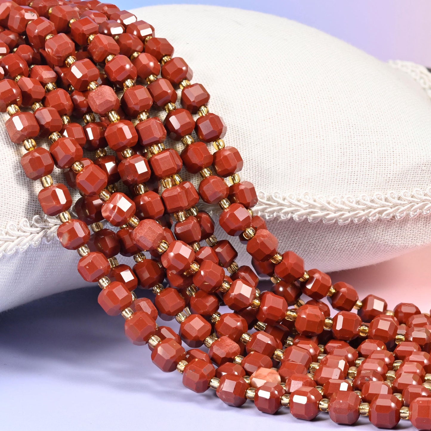 Red Jasper Faceted Cube Beads