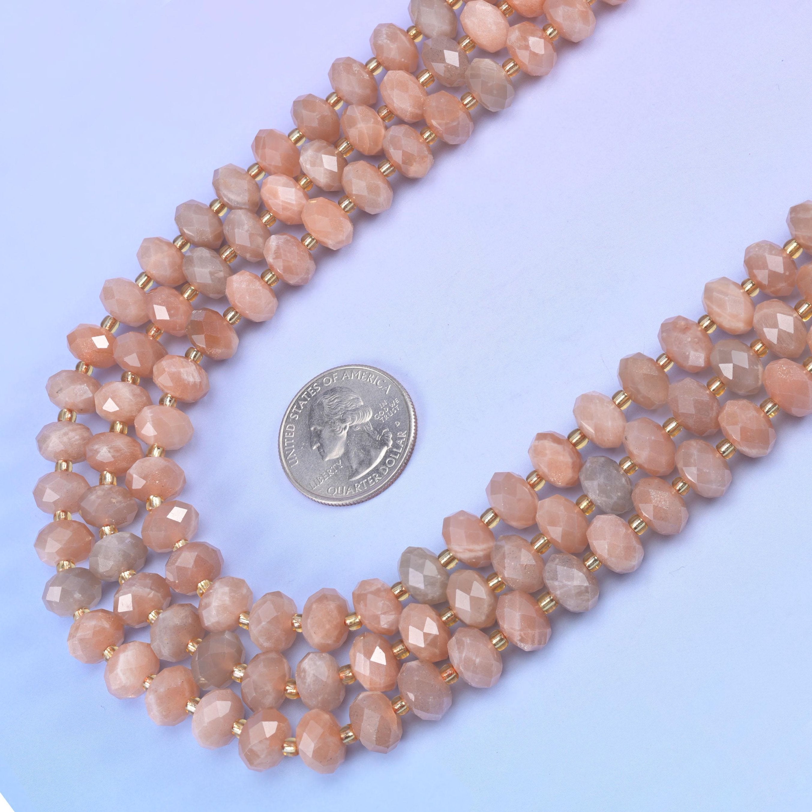 Orange Sunstone Faceted Rondelle Beads, 15.5 inch strand