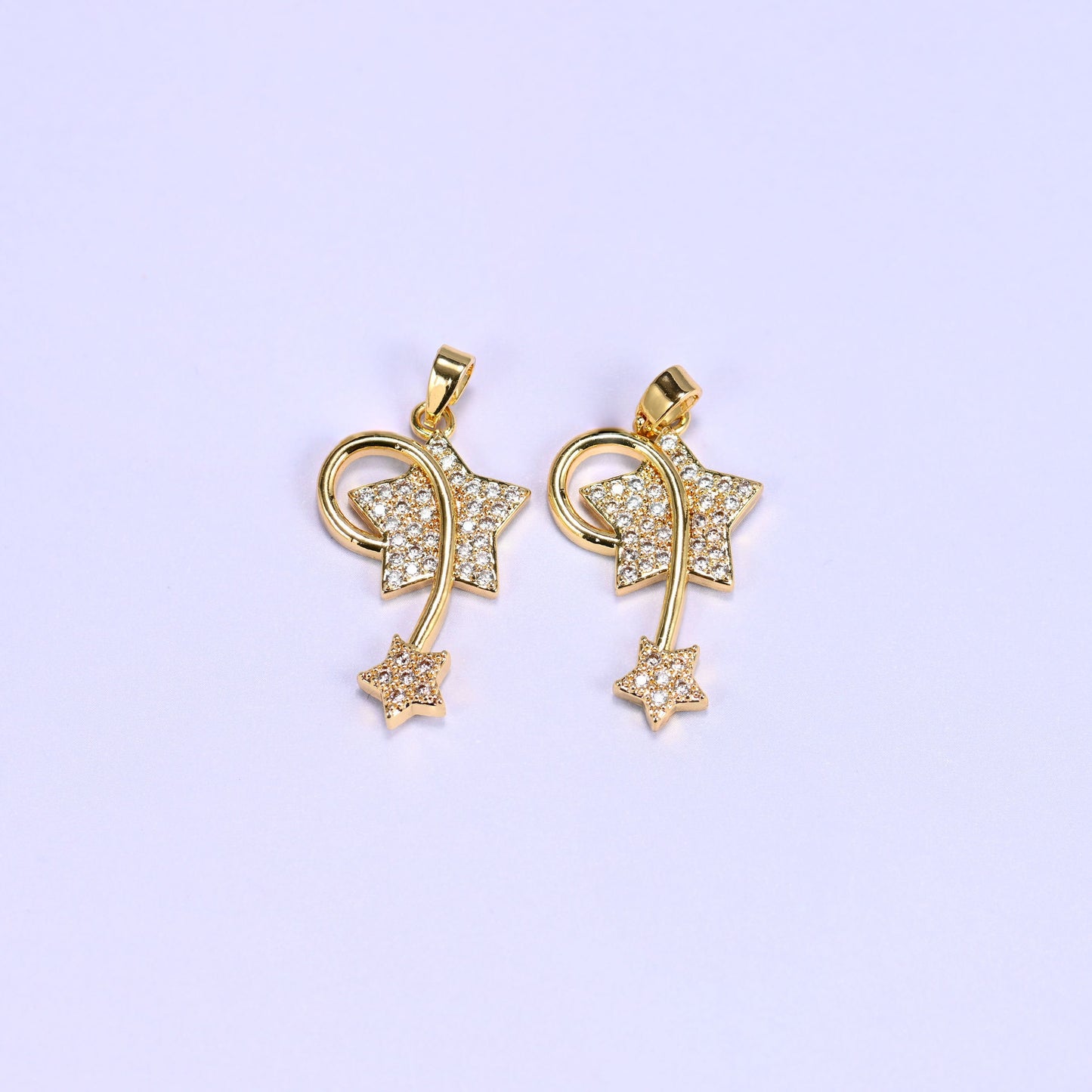 Wishing Star Zircon Charms in gold or silver tone