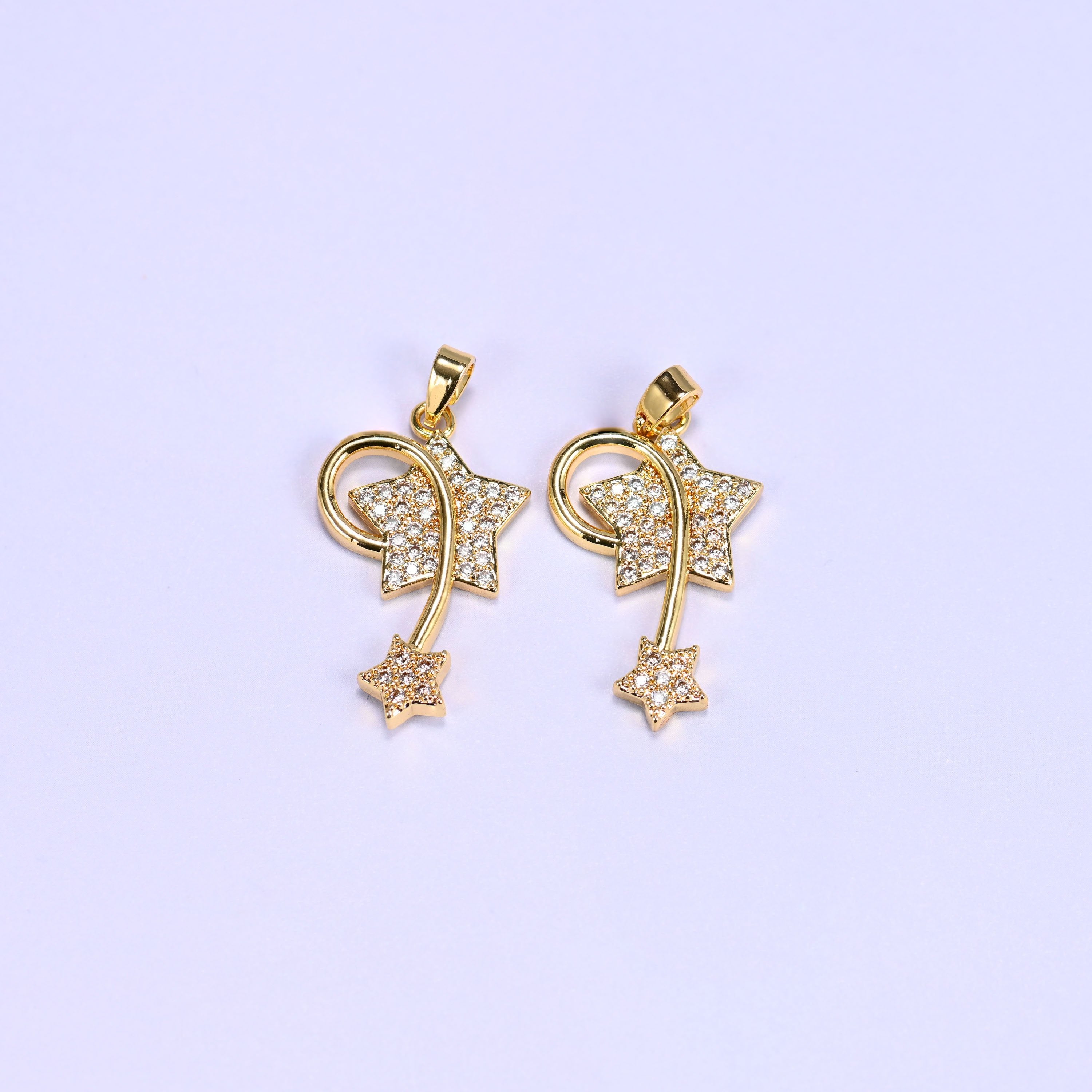 Wishing Star Zircon Charms in gold or silver tone