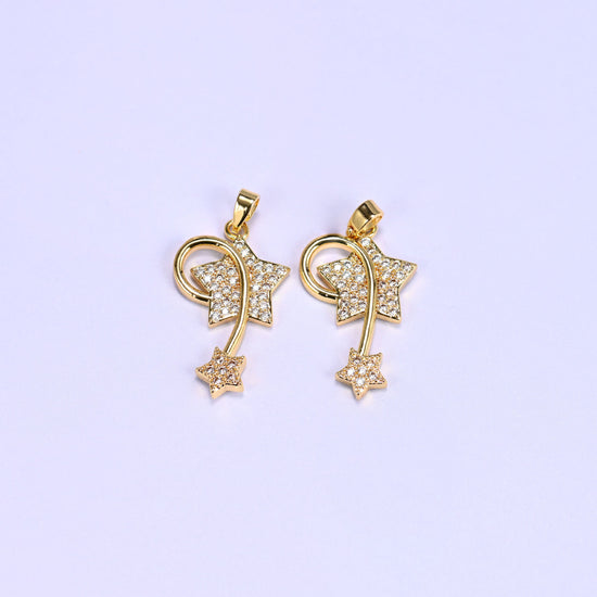 Wishing Star Zircon Charms in gold or silver tone