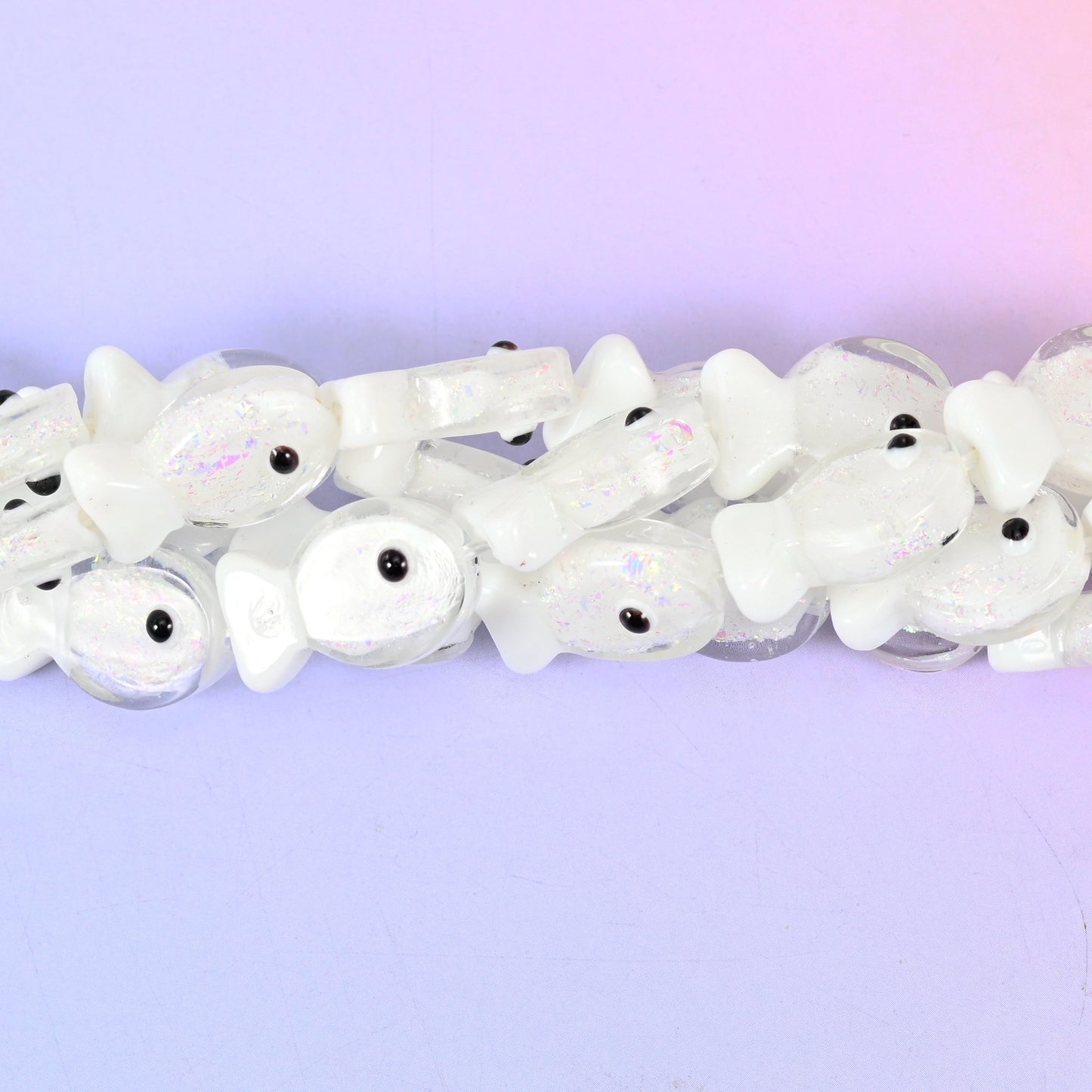 Iridescent White Fish Glass Beads: Jewelry Making Supply