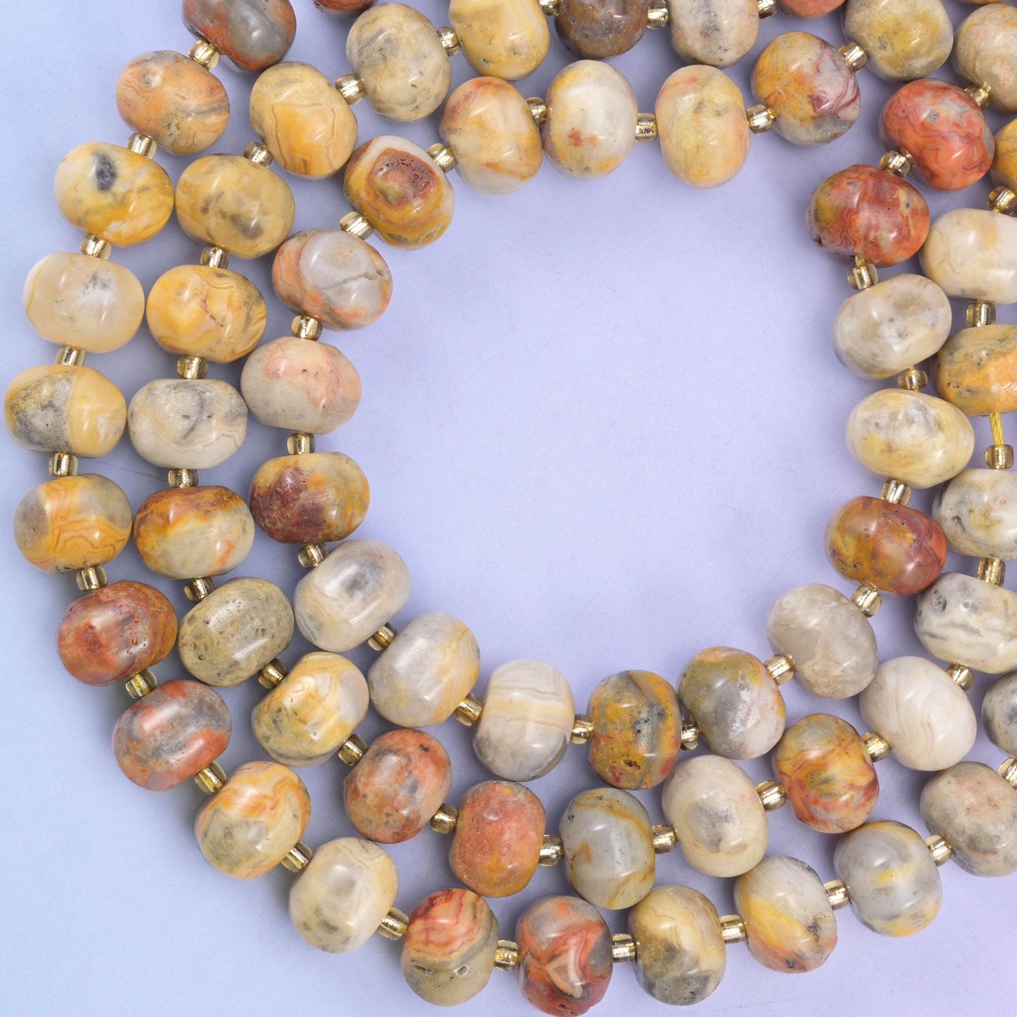 Crazy agate pumpkin beads, approximately 35 beads per strand