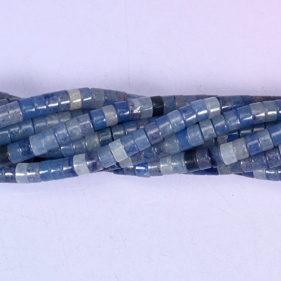 Blue Aventurine Smooth Heishi Disc Beads: Jewelry Making Supply, 15.5 Inch Strand