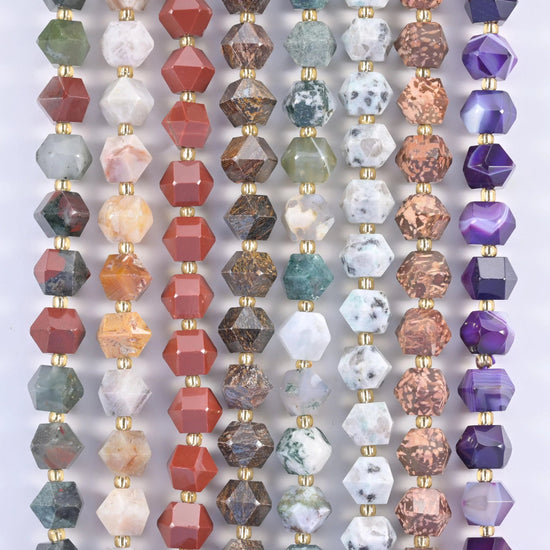 gemstone — choose African Bloodstone, Firework Jasper, Bamboo Agate, Bronzite, Moss Tree Agate, Purple Band Strip Agate,…