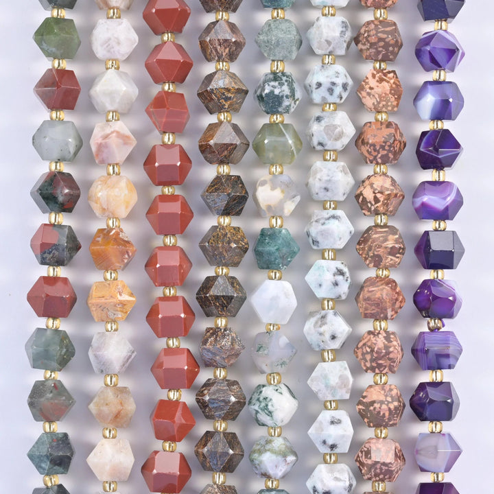 gemstone — choose African Bloodstone, Firework Jasper, Bamboo Agate, Bronzite, Moss Tree Agate, Purple Band Strip Agate,…