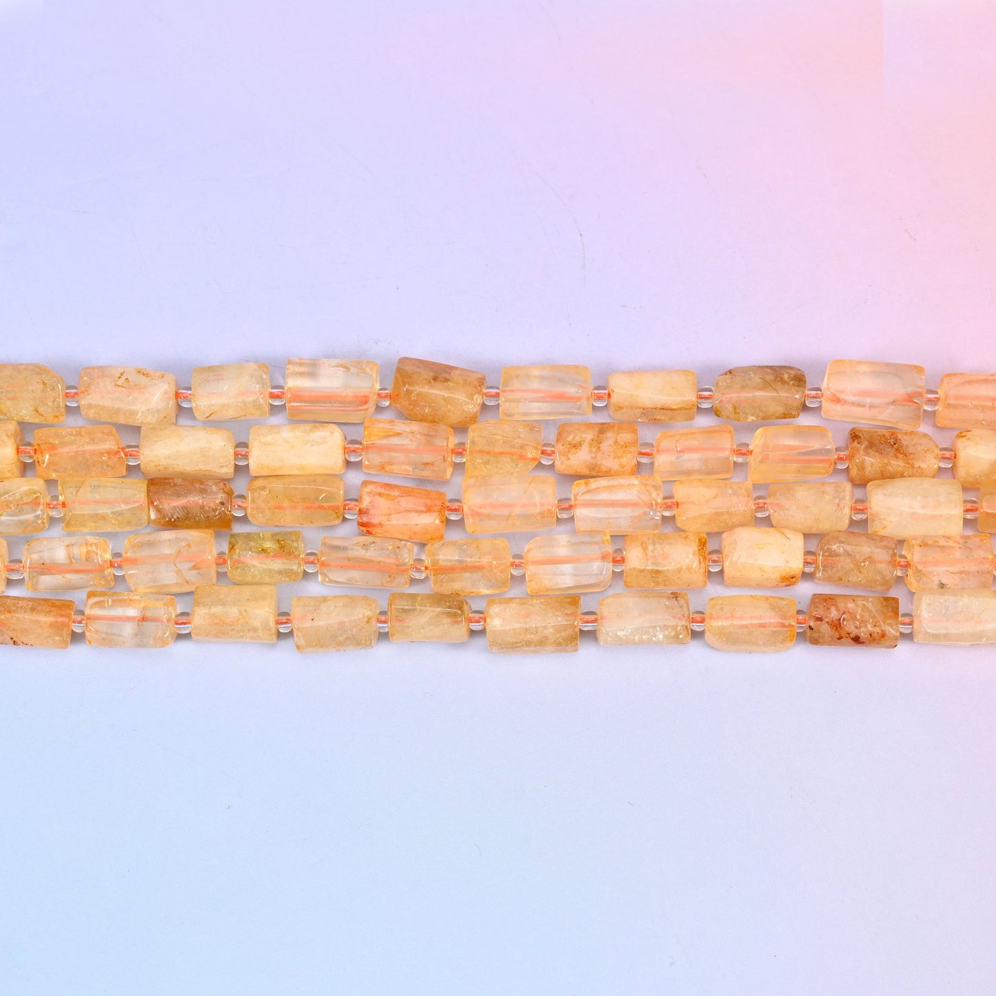 Citrine Faceted Tube Beads: Jewelry Making 15.5 Inch Strand