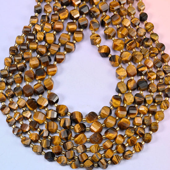 Tiger Eye spiral twist beads, hole approximately 1.2mm