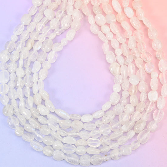 White Moonstone Pebble Nugget Beads 6-8mm 8-12mm Jewelry Making 15.5" Strand