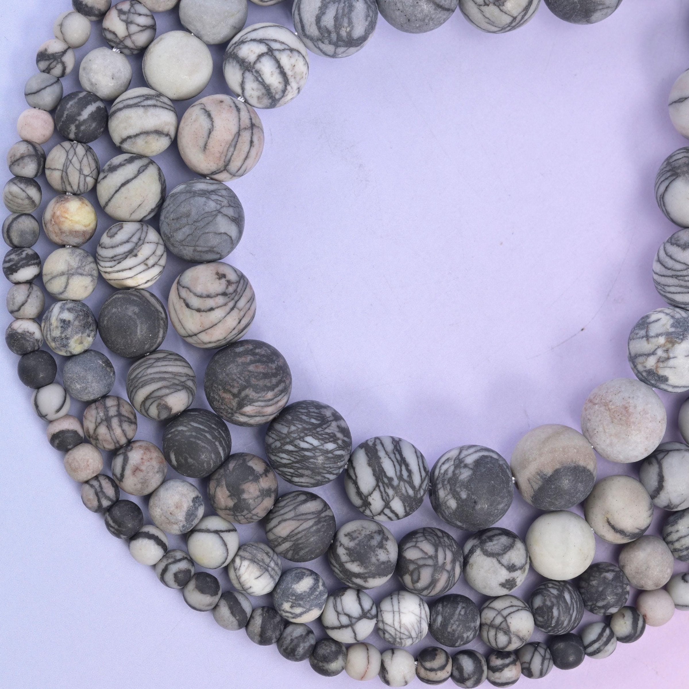 Black Web Jasper Matte Beads 4mm 6mm 8mm 10mm, 4mm approximately 88 beads / 6mm approximately 59 beads / 8mm approximately 45 beads / 10mm approximately 37 beads