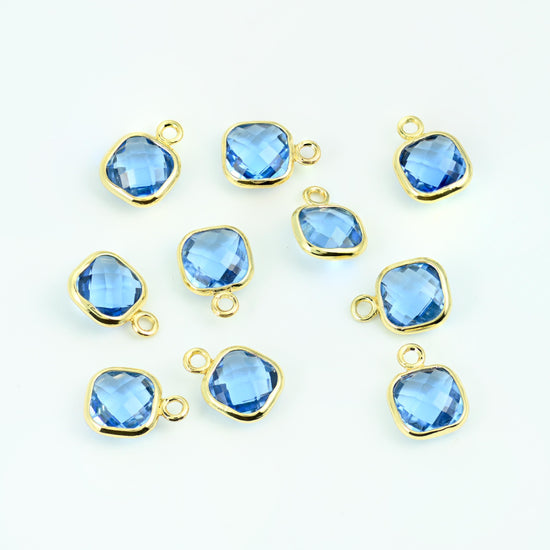 18K Gold Filled Faceted Square Zircon Charm 9x7mm