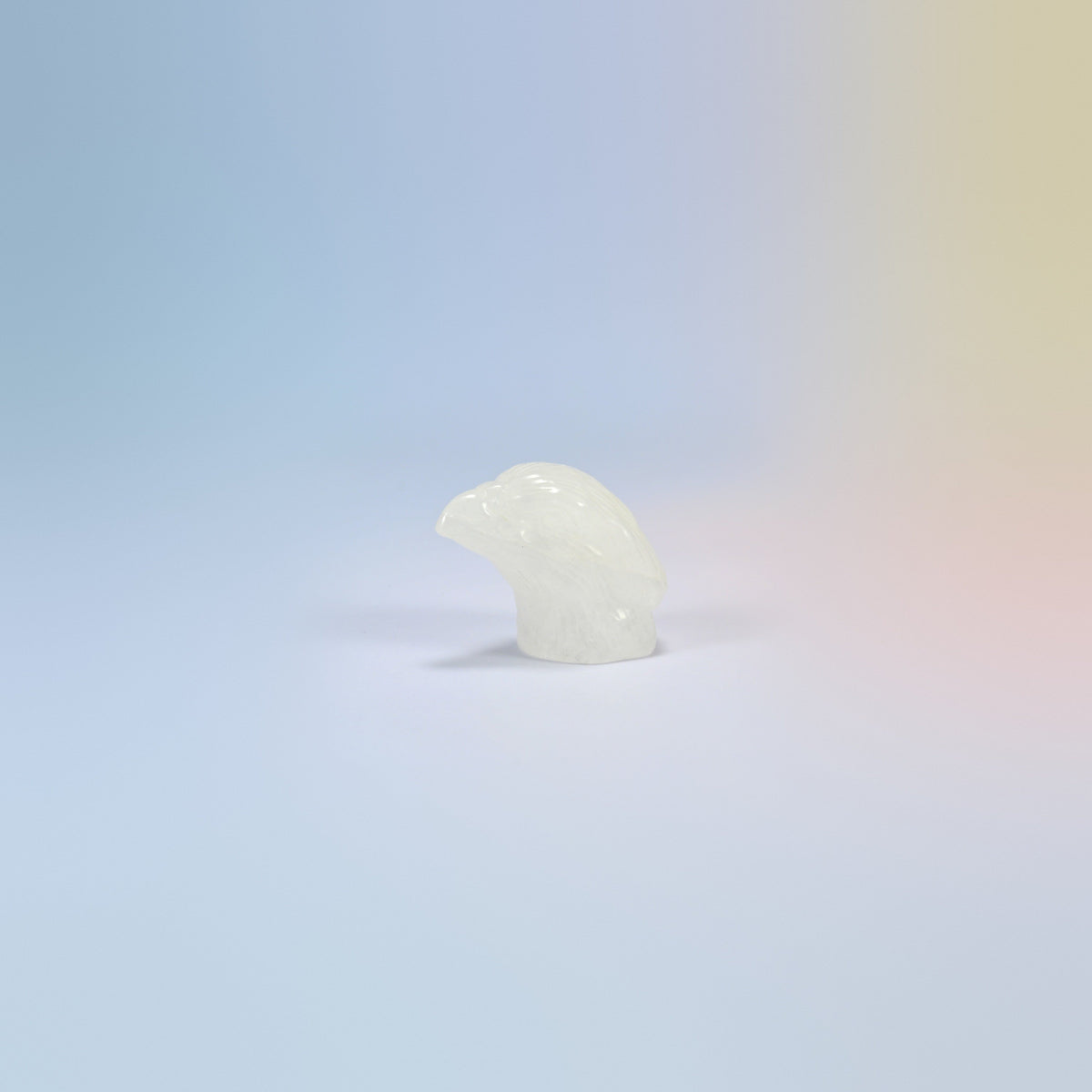 2 inch natural clear quartz eagle head carving, milky white and clear