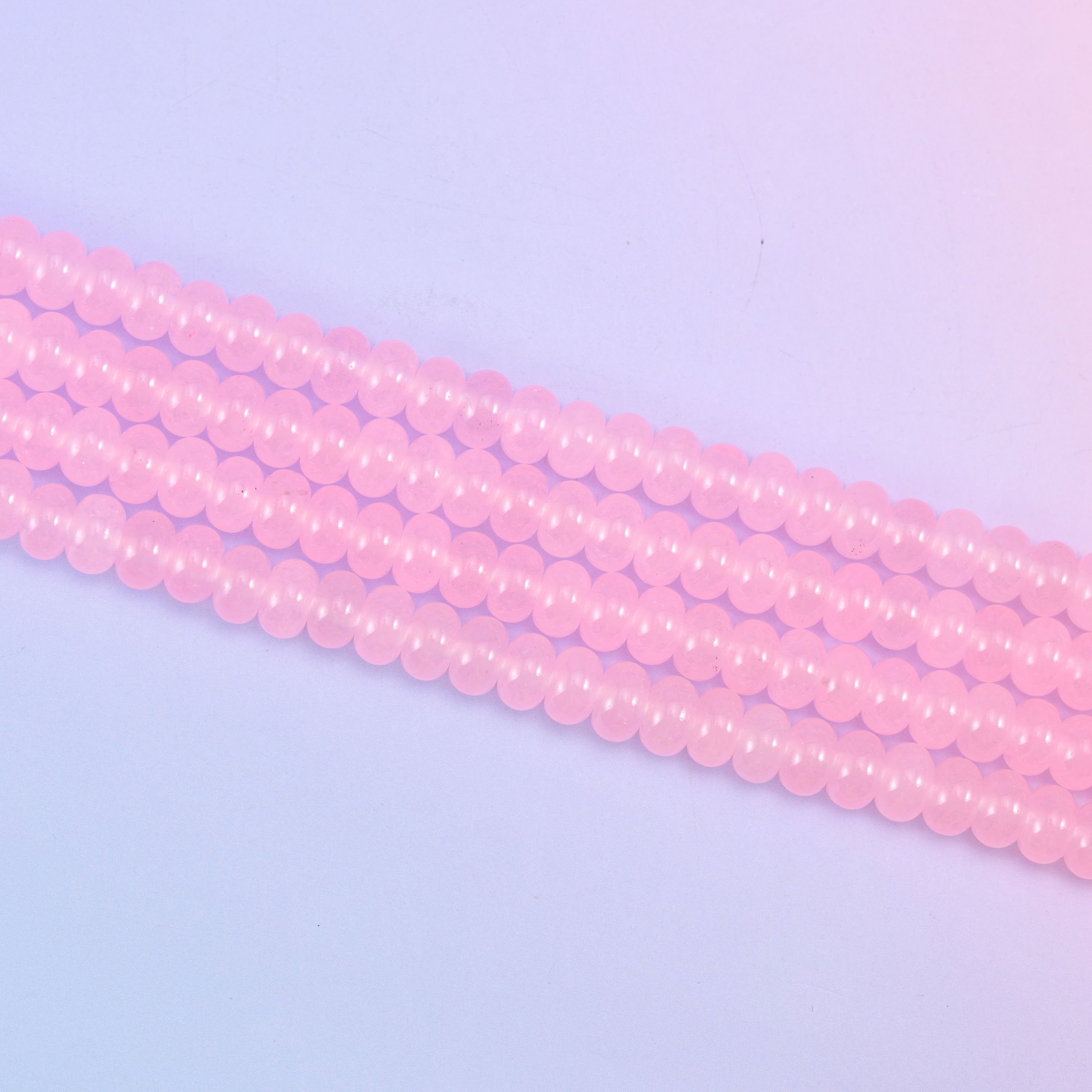 Pink Dyed Jade Smooth Rondelle Beads Jewelry Making Size 5x8mm 15" Strand