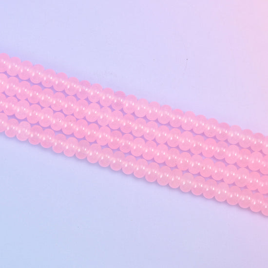 Pink Dyed Jade Smooth Rondelle Beads Jewelry Making Size 5x8mm 15" Strand
