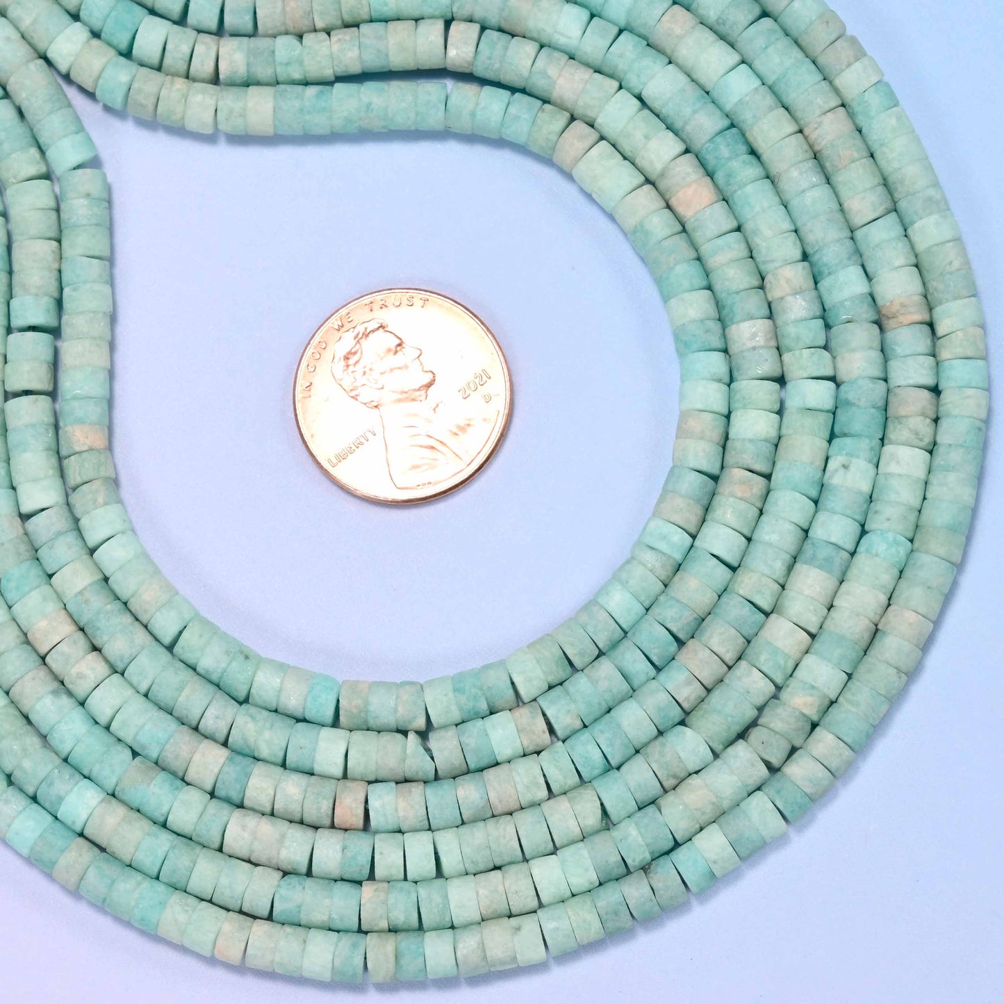 Matte Blue Amazonite Heishi Disc Beads: Jewelry Making Supply, 15 Inch Strand