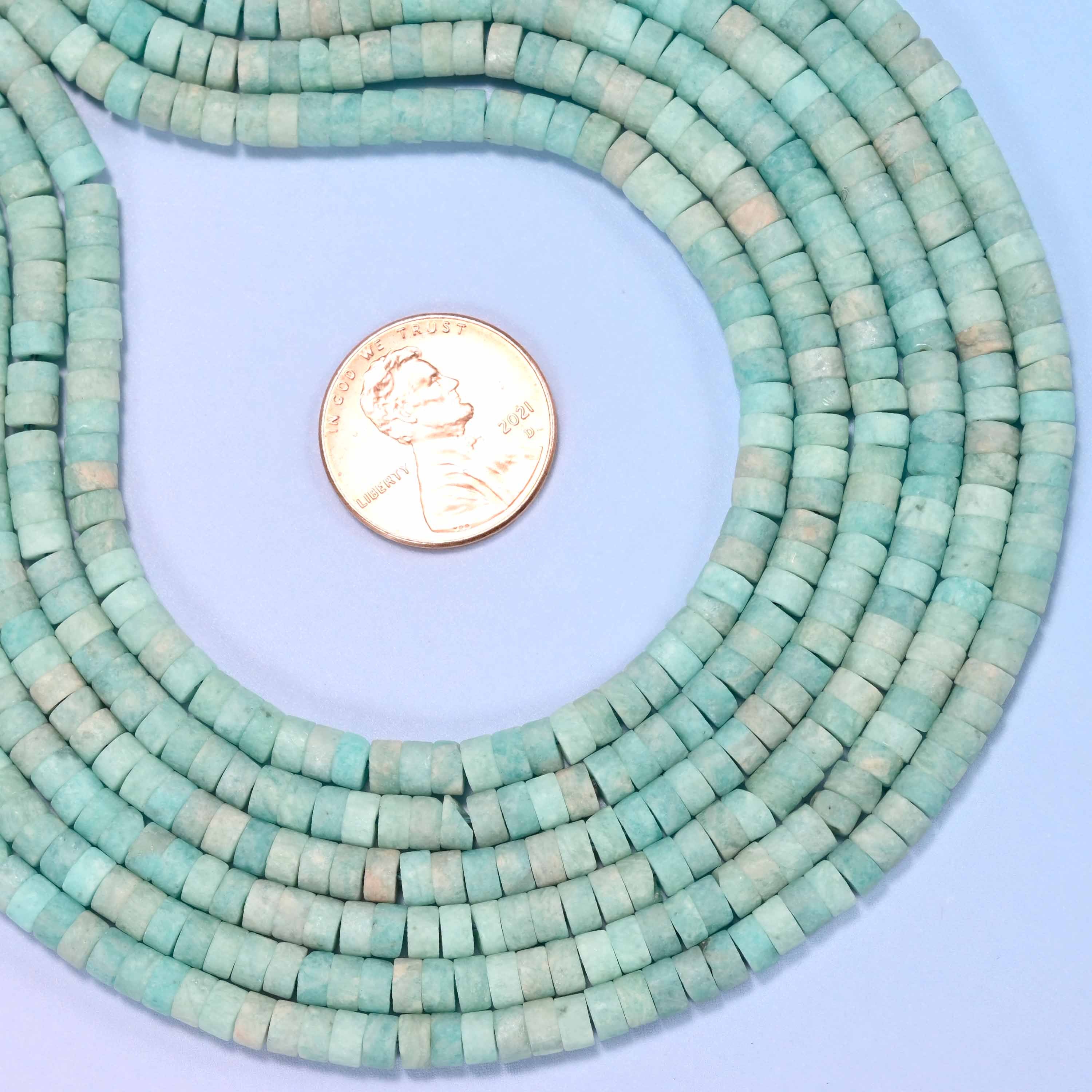 Matte Blue Amazonite Heishi Disc Beads: Jewelry Making Supply, 15 Inch Strand