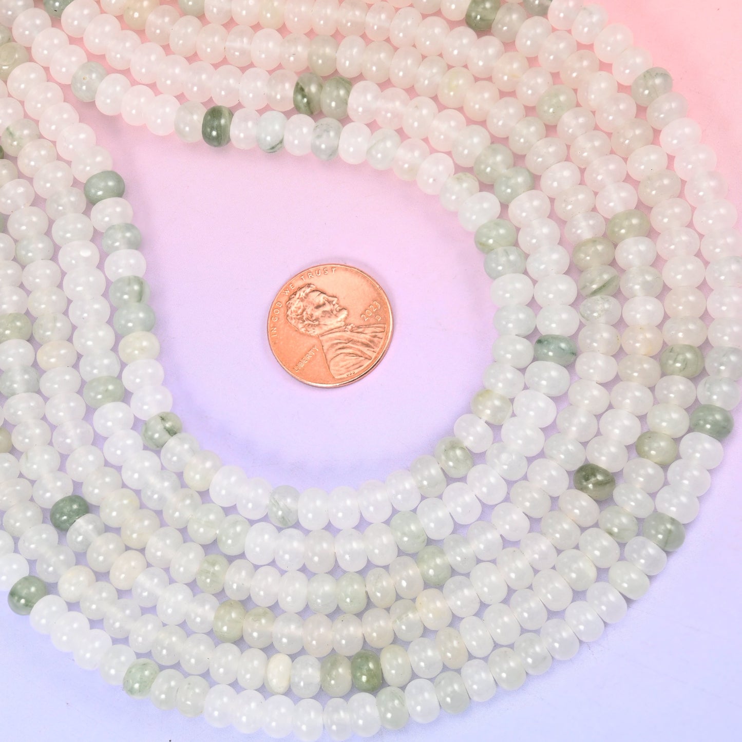 Tianshan Jade Smooth Rondelle Beads Jewelry Making Size 4x6mm 5x8mm 15.5" Strand