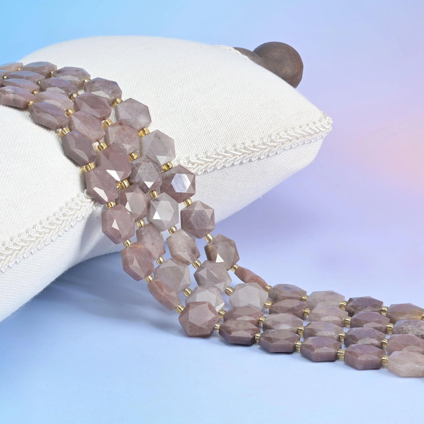 Purple Aventurine Flat Hexagon Faceted Beads, 12mm.