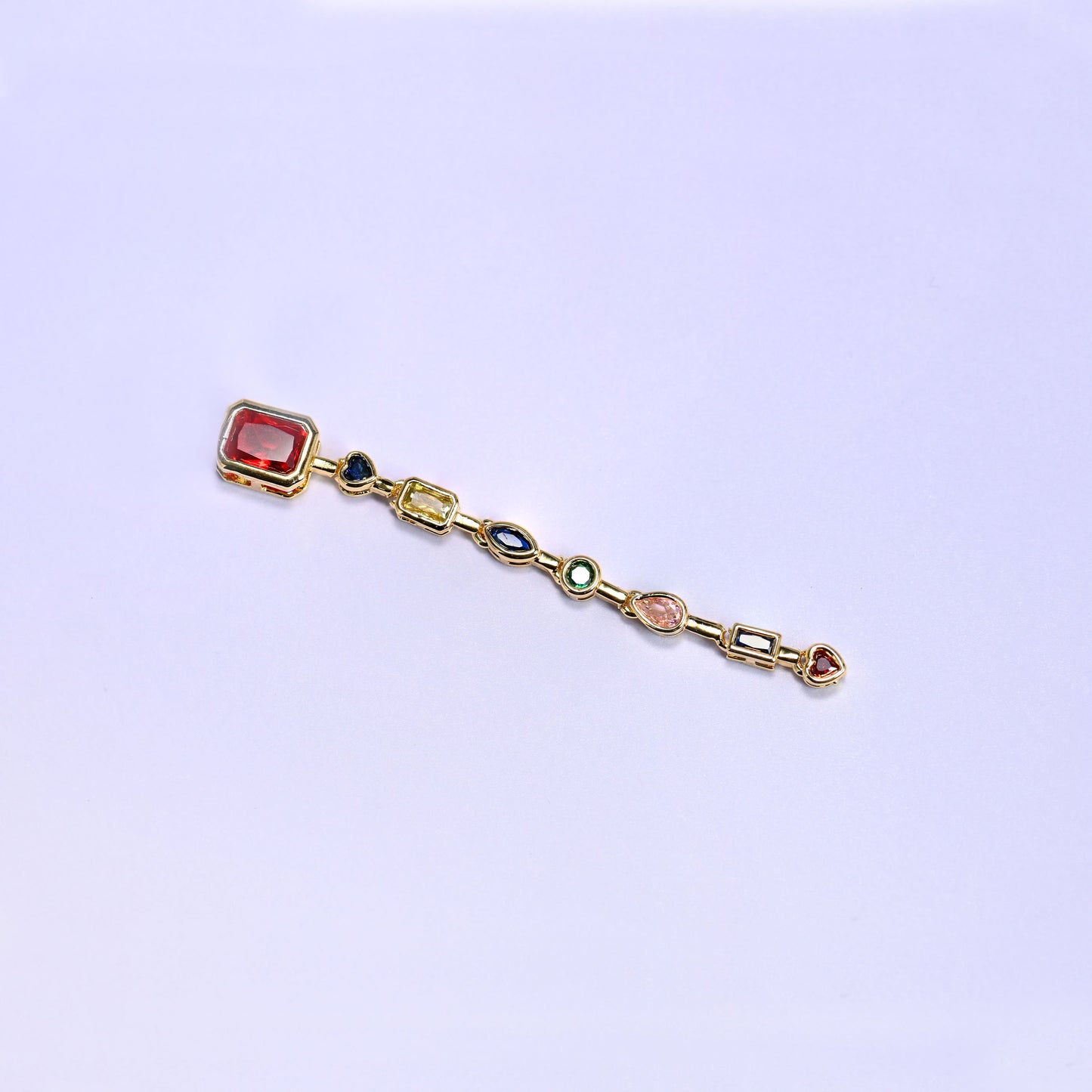 Red Rectangle Multicolor Zircon Pendants: 18K Gold Filled Charms, Jewelry Making Supply