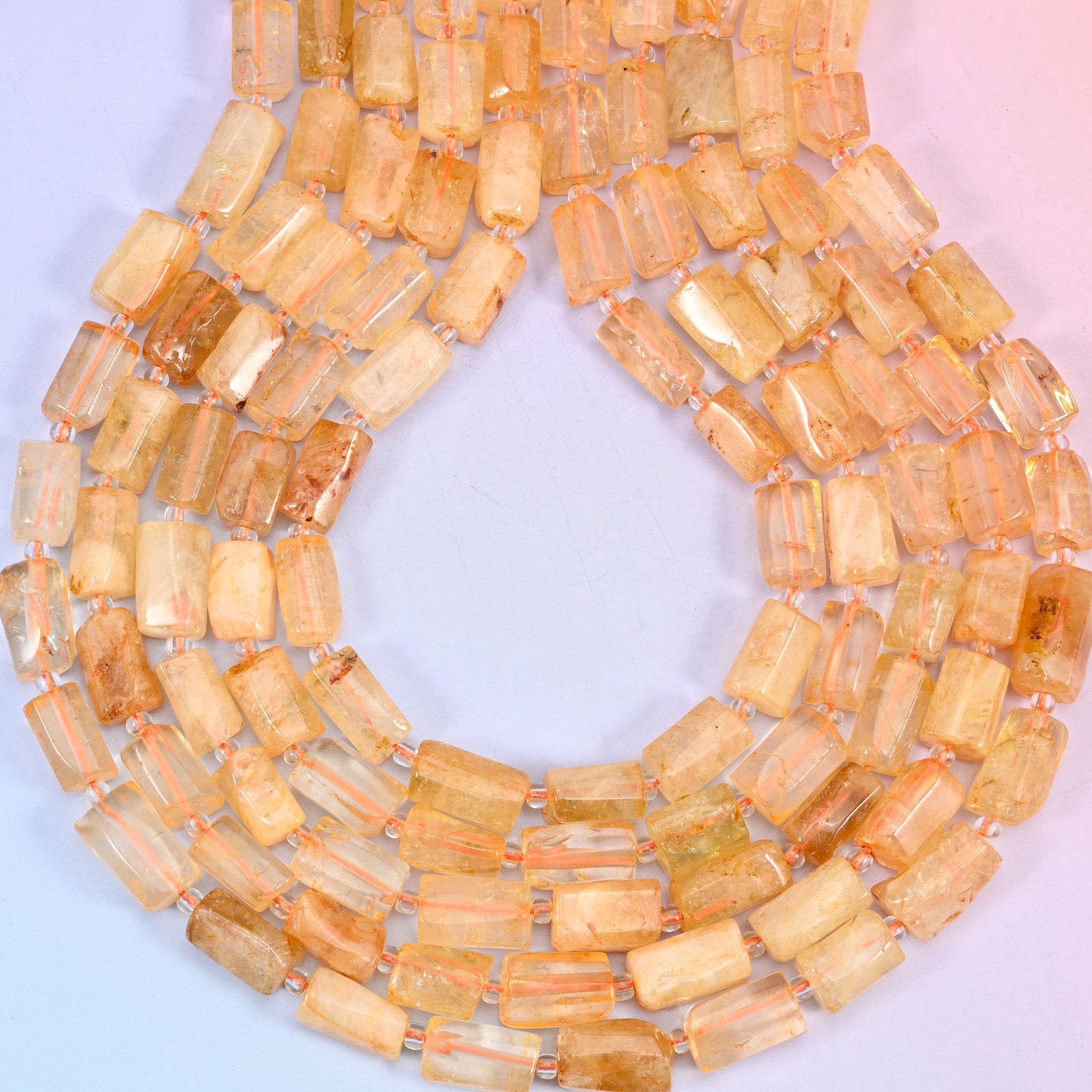 Citrine Faceted Tube Beads 12x8mm, hole 1.0mm (+/- 0.2mm)