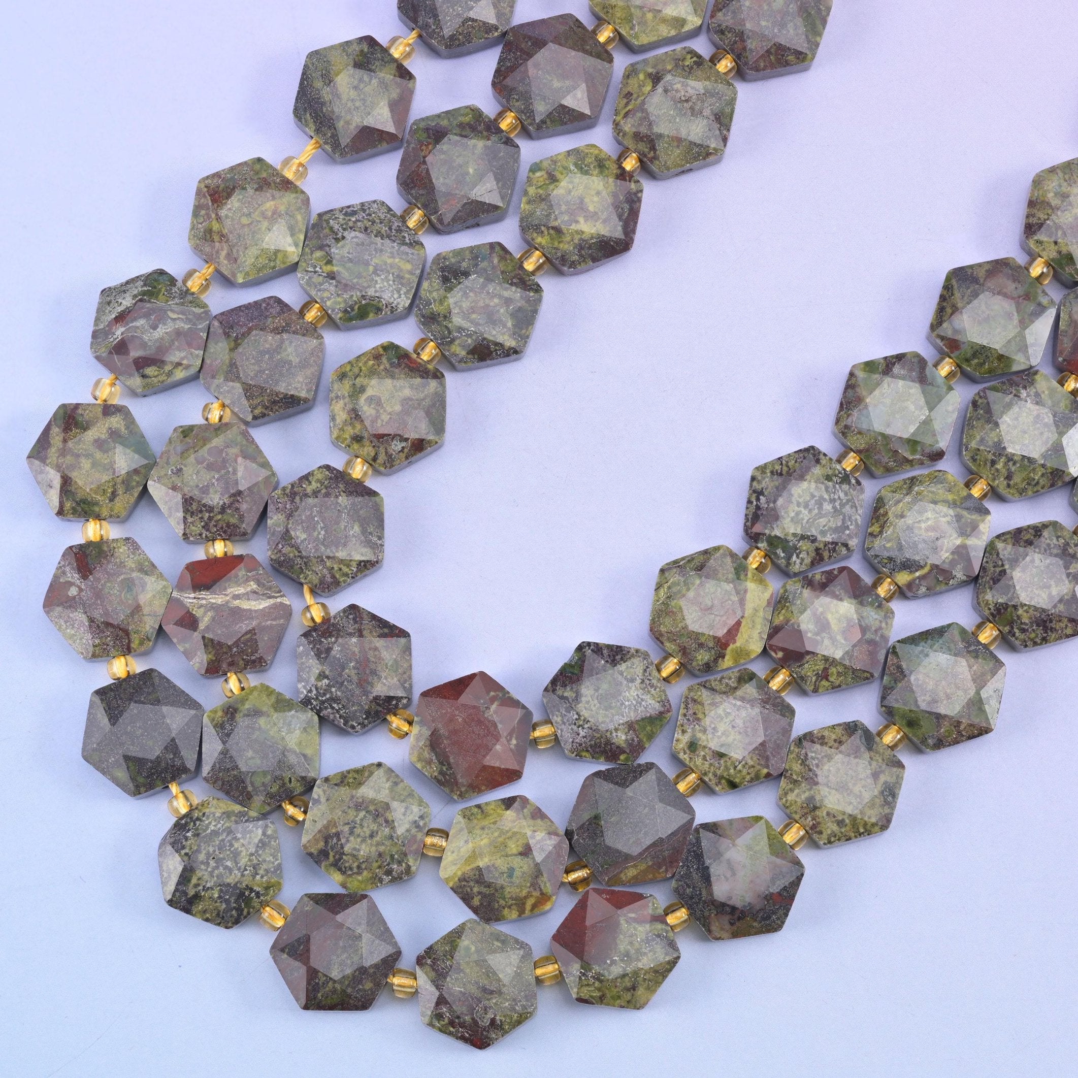 Dragon bloodstone hexagon beads, hole approximately 1.0mm