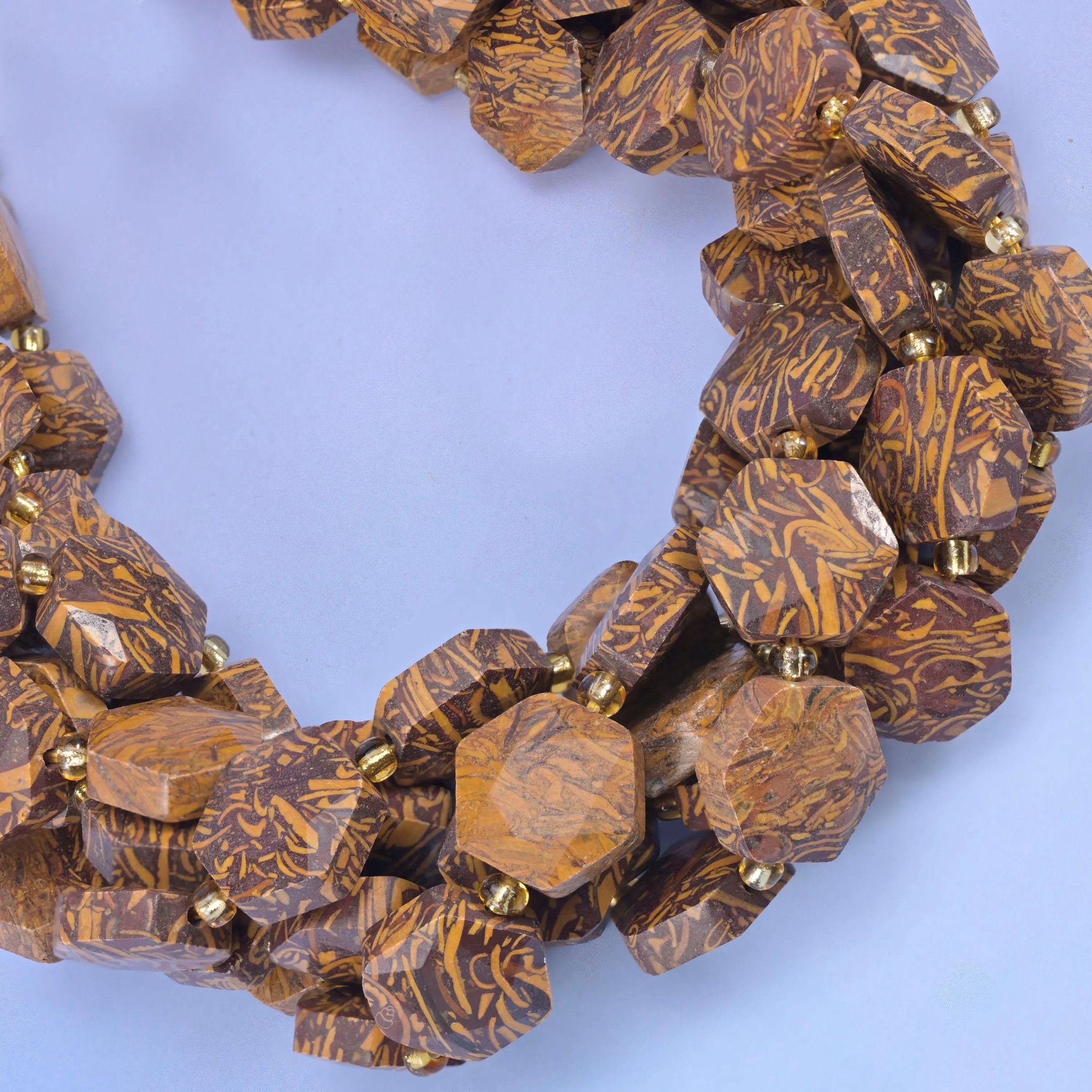 Firework Jasper Flat Faceted Hexagon Beads, hole 1.0mm