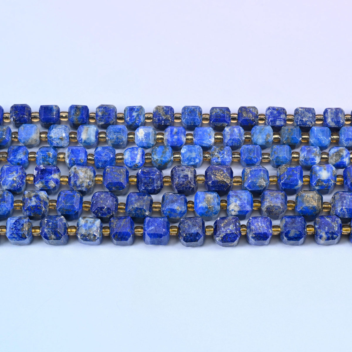 Lapis Lazuli beads in royal blue with white calcite and gold pyrite flecks