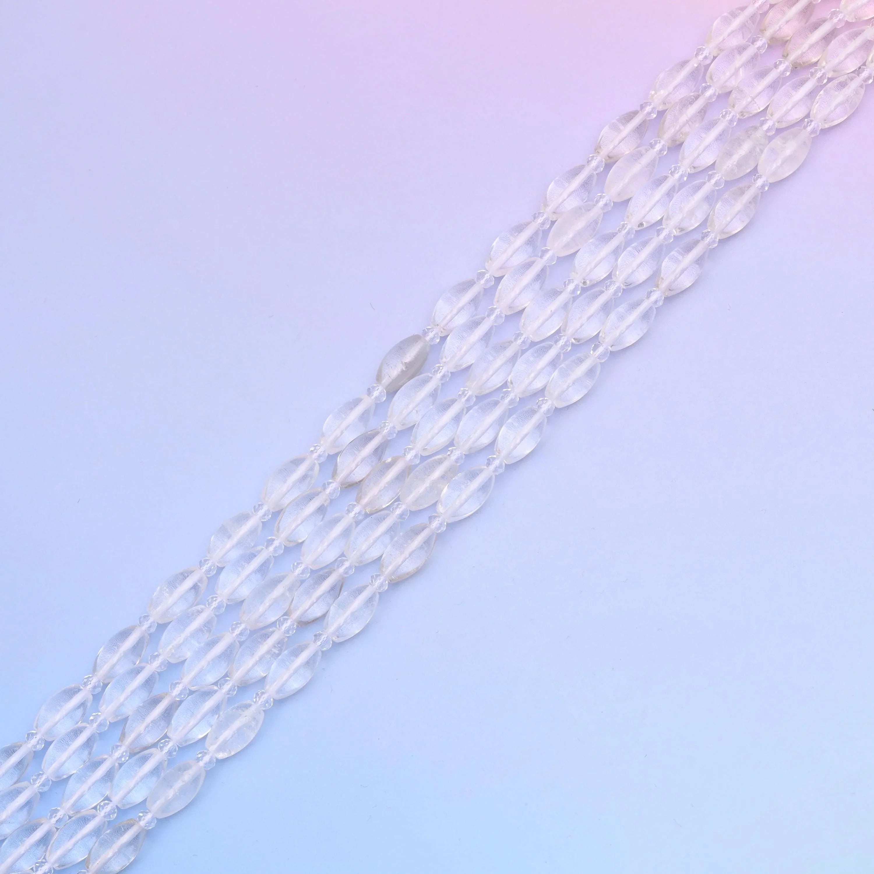 Clear quartz beads, water-clear and glass-bright