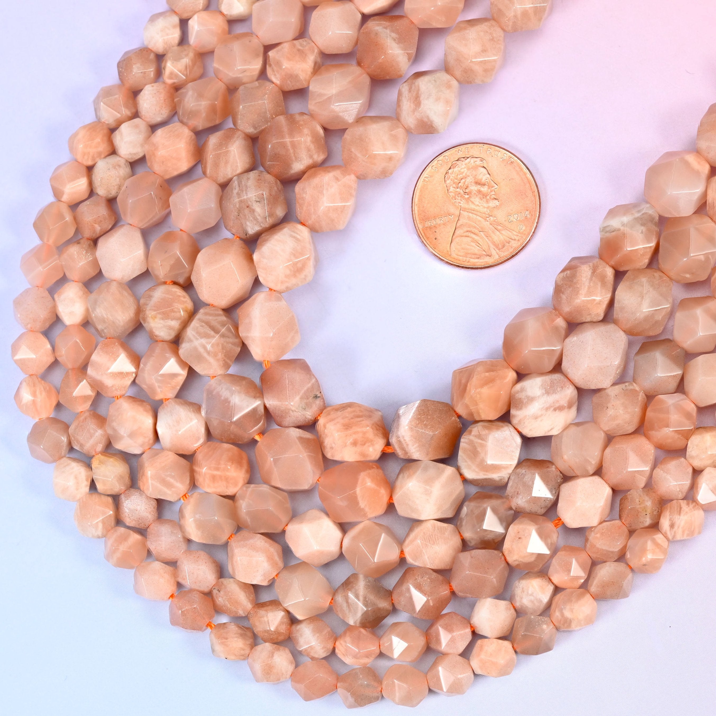 Sunstone diamond star cut beads, hole approximately 1.0mm