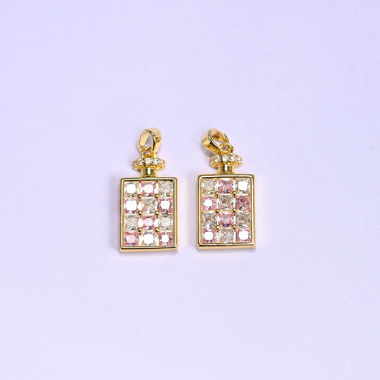 Perfume Bottle Zircon Charms in black, green, or pink checkerboard