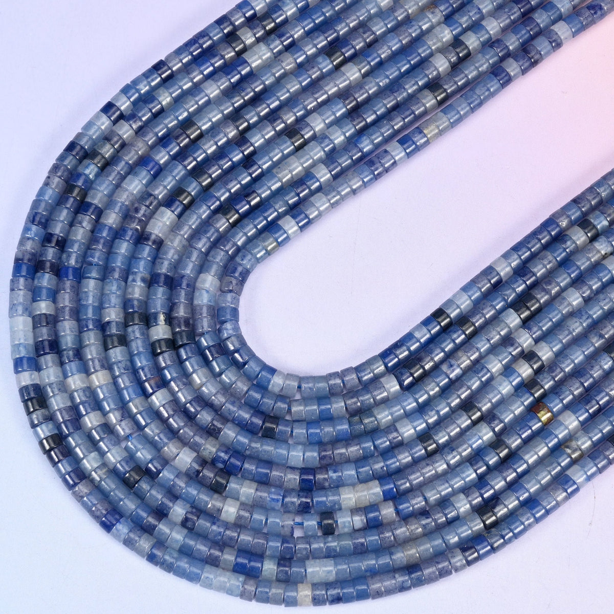 Blue Aventurine Smooth Heishi Disc Beads, 15.5 inch strand
