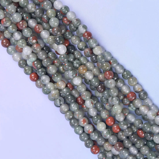 African Bloodstone Large Hole Round Beads 6mm 8mm 10mm, hole 2.0mm (6mm bead), 2.5mm (8mm and 10mm beads), centre drilled
