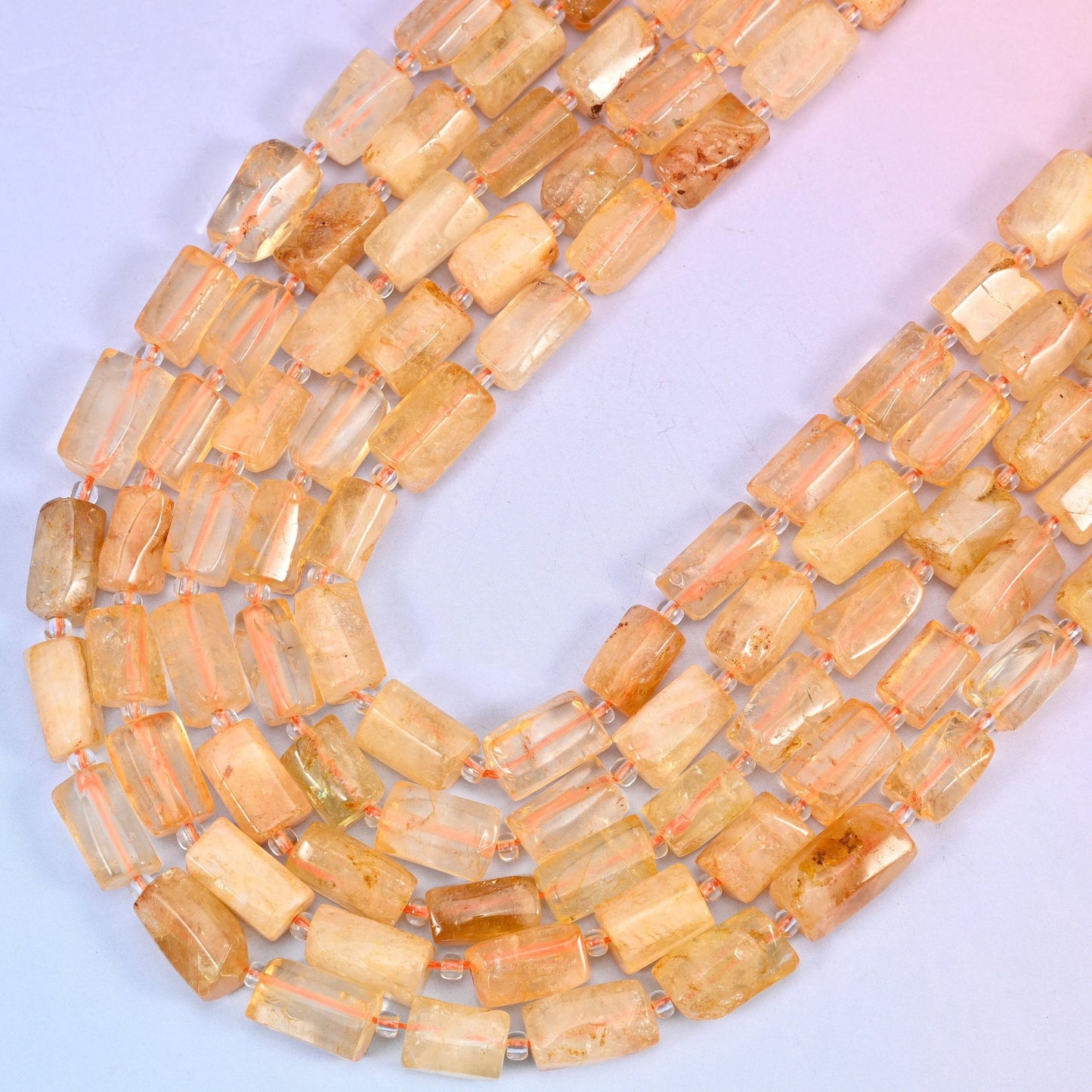 Citrine Faceted Tube Beads 12x8mm, 15.5 inch strand