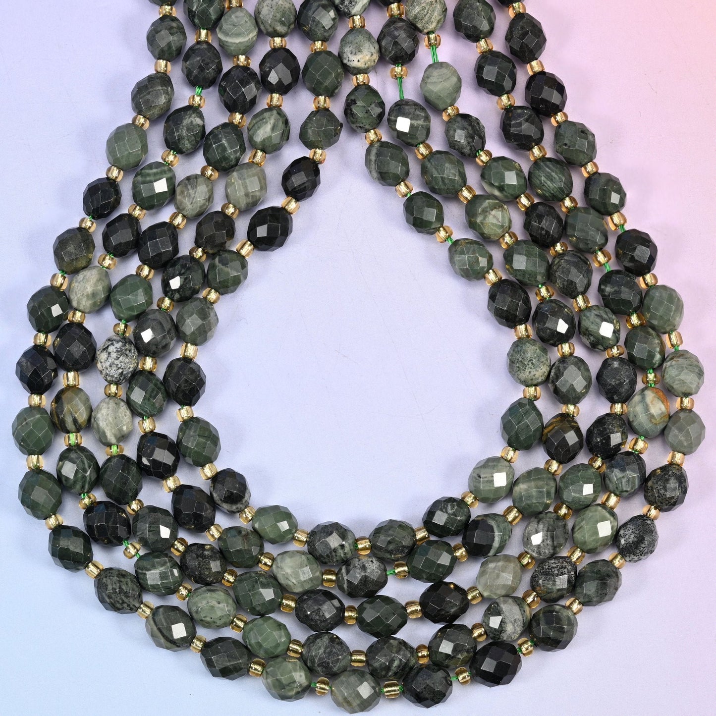 Rice barrel cut kambaba jasper beads