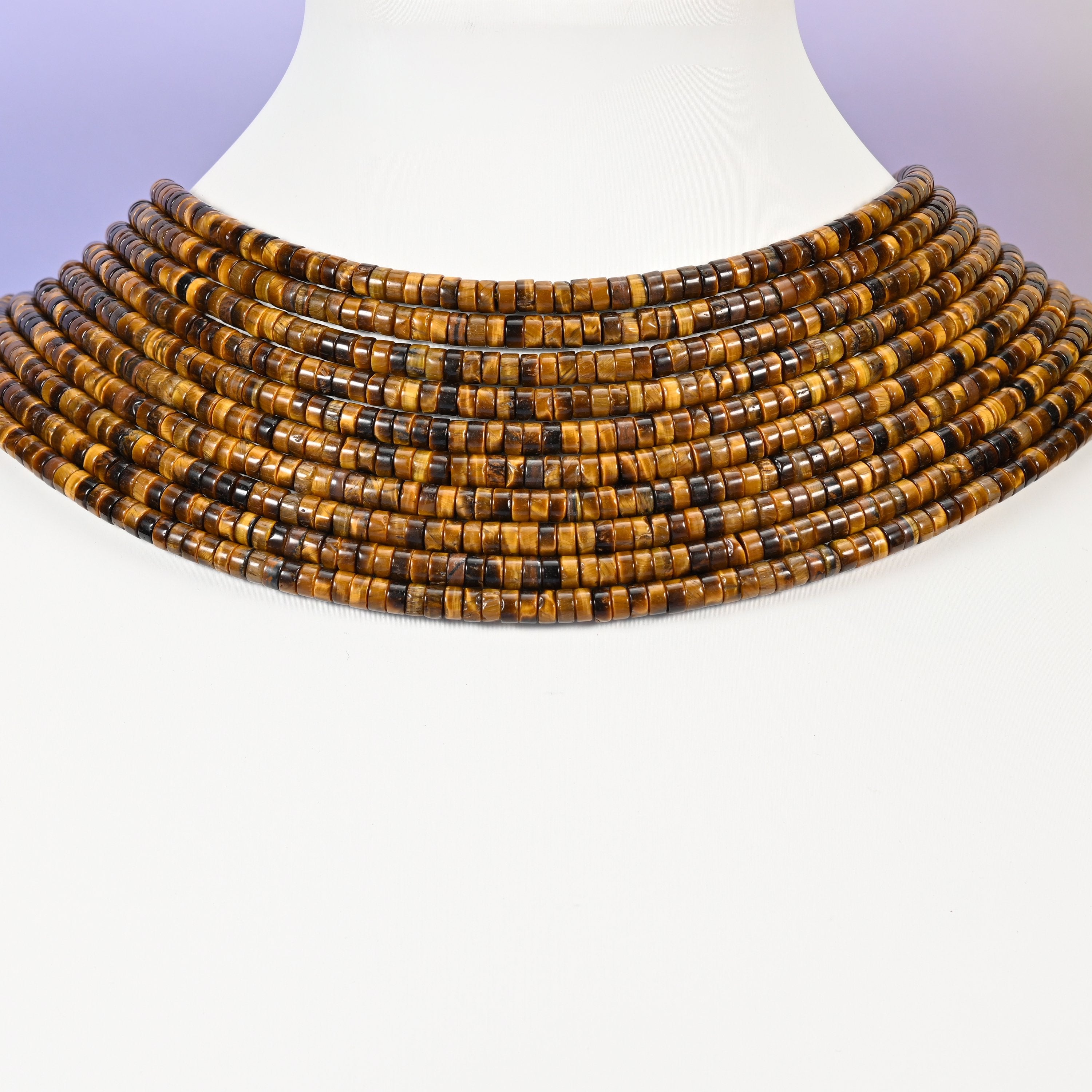 Tiger Eye Smooth Heishi Disc Beads: Jewelry Making Supply, 15.5 Inch Strand
