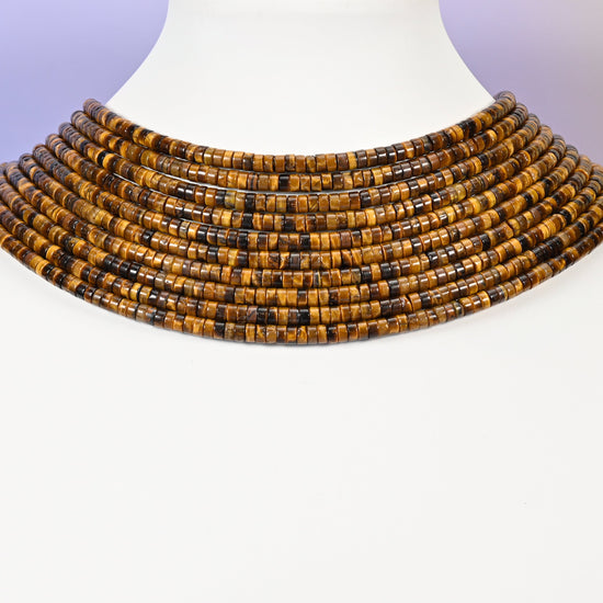 Tiger Eye Smooth Heishi Disc Beads: Jewelry Making Supply, 15.5 Inch Strand