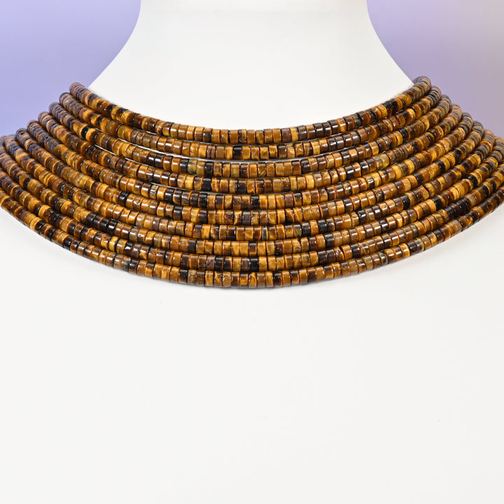 Tiger Eye Smooth Heishi Disc Beads: Jewelry Making Supply, 15.5 Inch Strand
