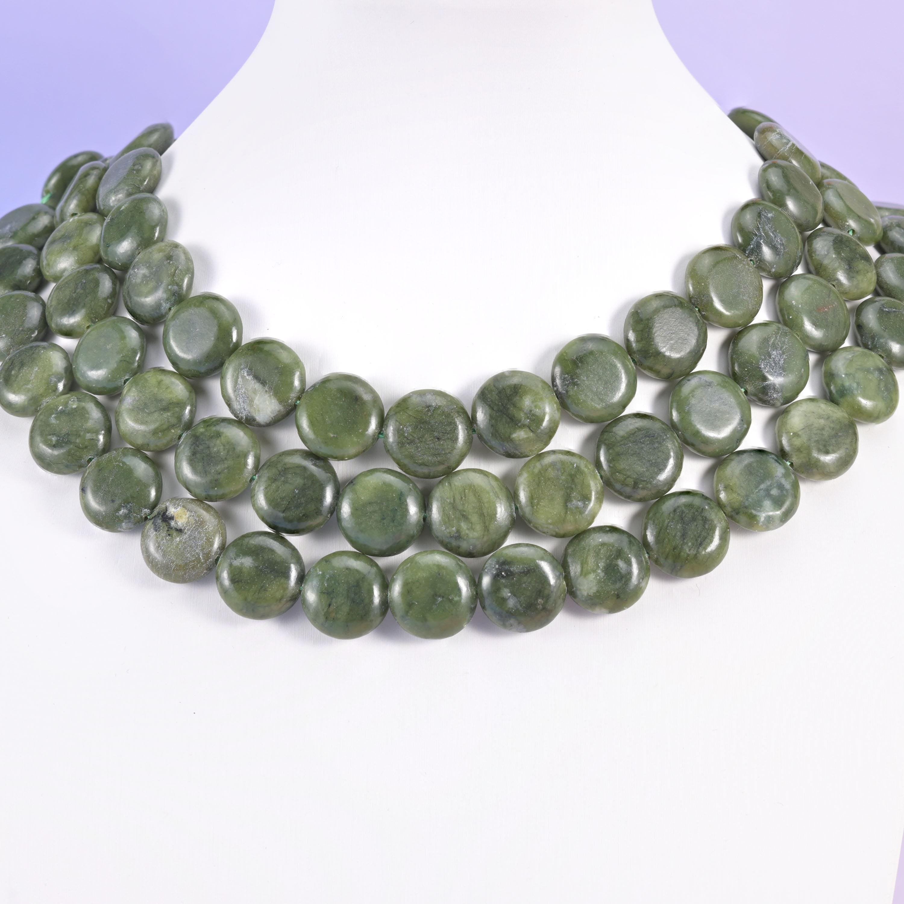 South Green Jade beads, coin shape, 15mm